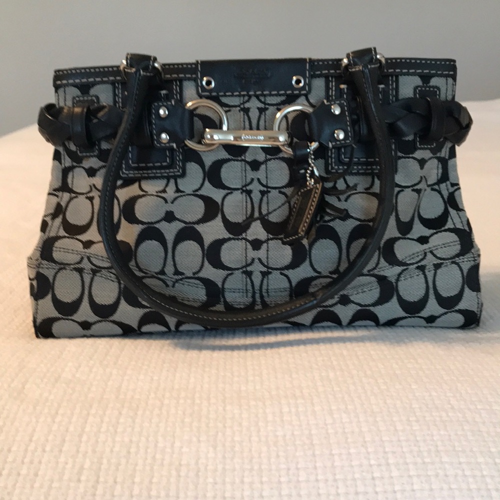 Coach black and grey signature shoulder bag